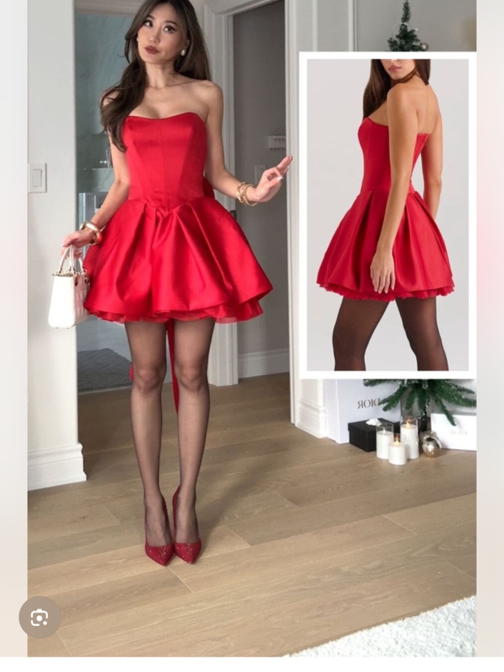 House of CB Red Strapless Party Mini Dress